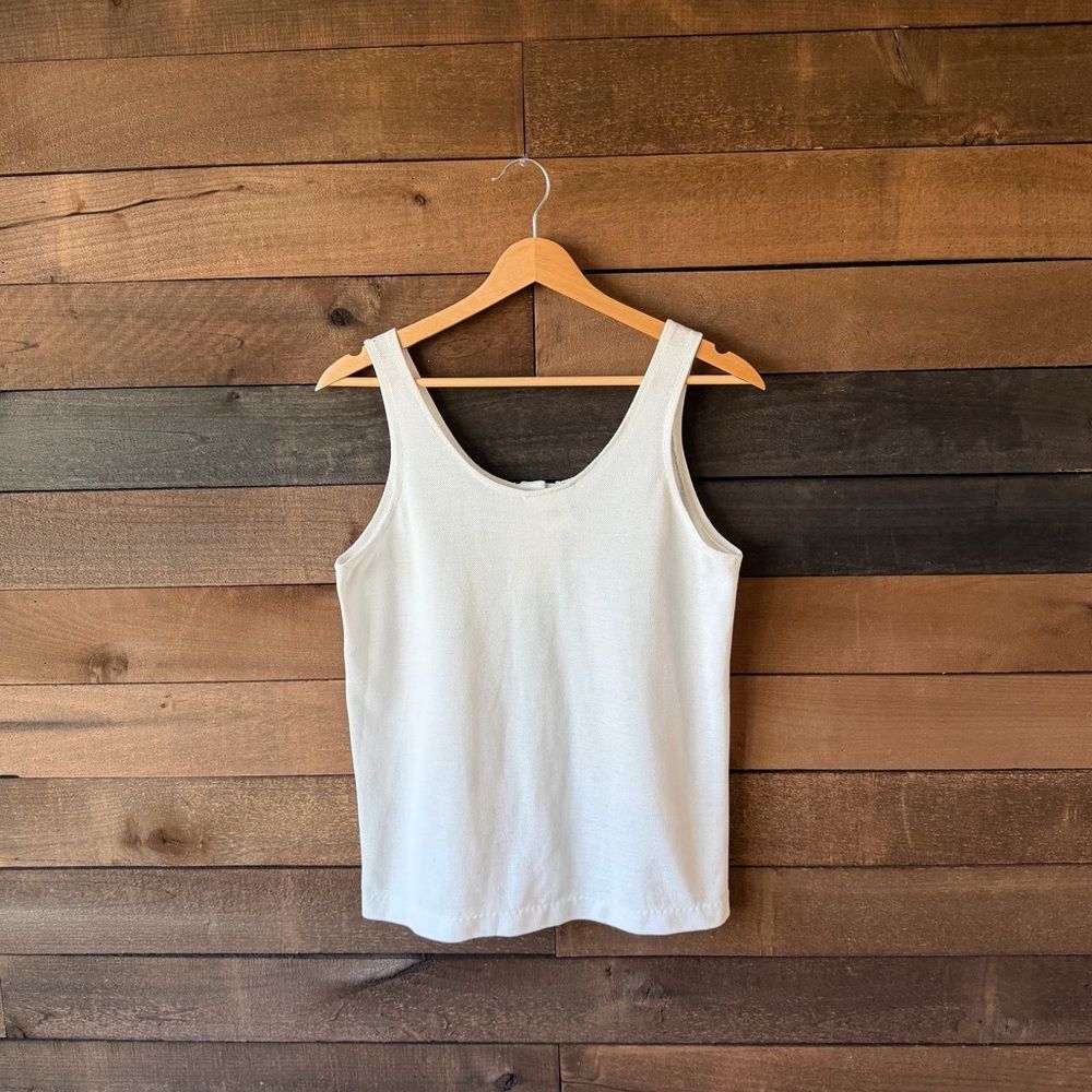 Vintage White Henley Tank Top 80s Made In USA - Picture 15 of 16